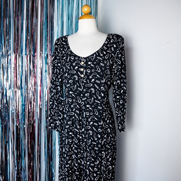 Black 90’s Wide Leg Romper - Picture 2 of 9